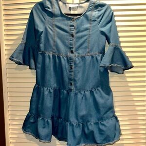 Bonnie Jean Denim Ruffle‎ tier dress Girls 14